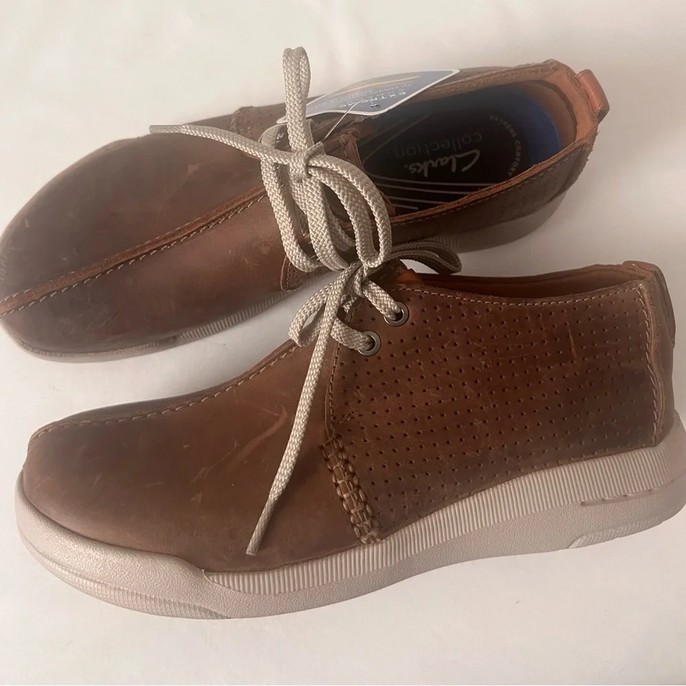 Clark’s Men’s Drift Way Seam Brown Leather‎ Shoes, Size 71/2 M, NWT
